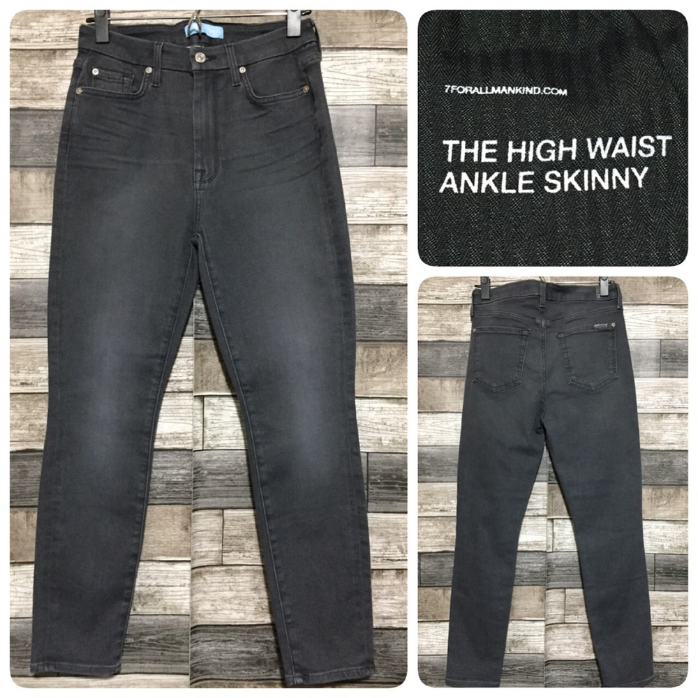 7 For All Mankind Blaire High Waist Ankle Skinny Jeans Women’s 28 Gray Inseam 26